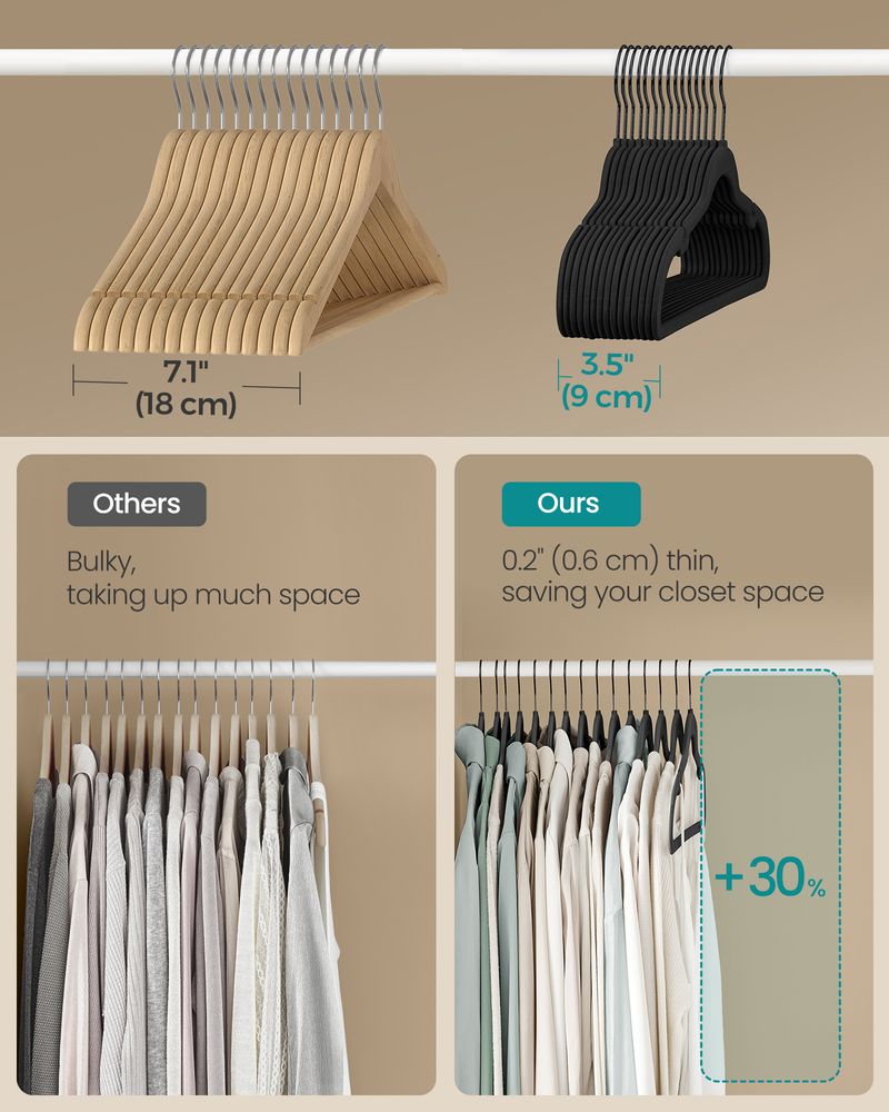 SONGMICS Clothes Hanger with Rose Gold Swivel Hook 