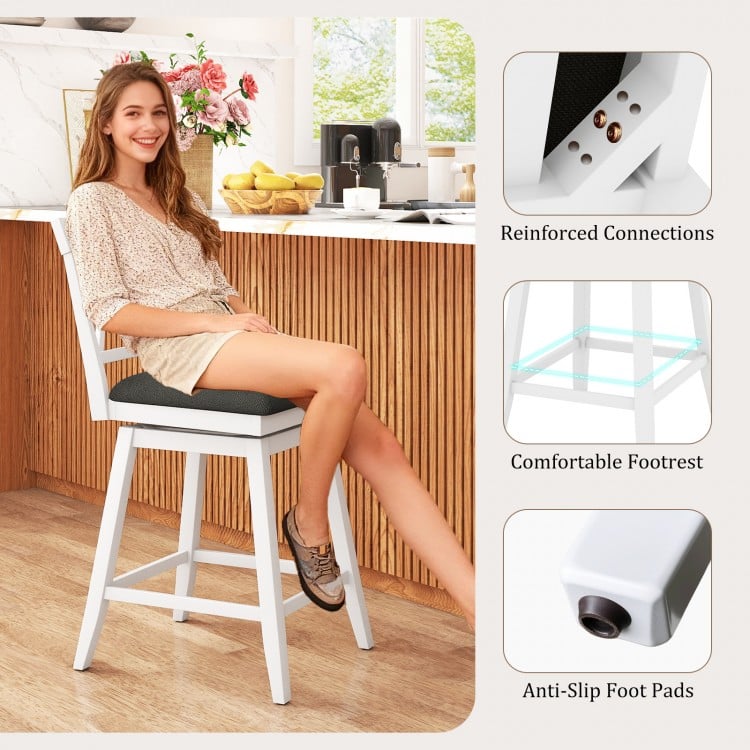 24 Inch Counter Height Barstools with Backrest and Upholstered Seat Cushion for Kitchen Dining Room-24 Inch