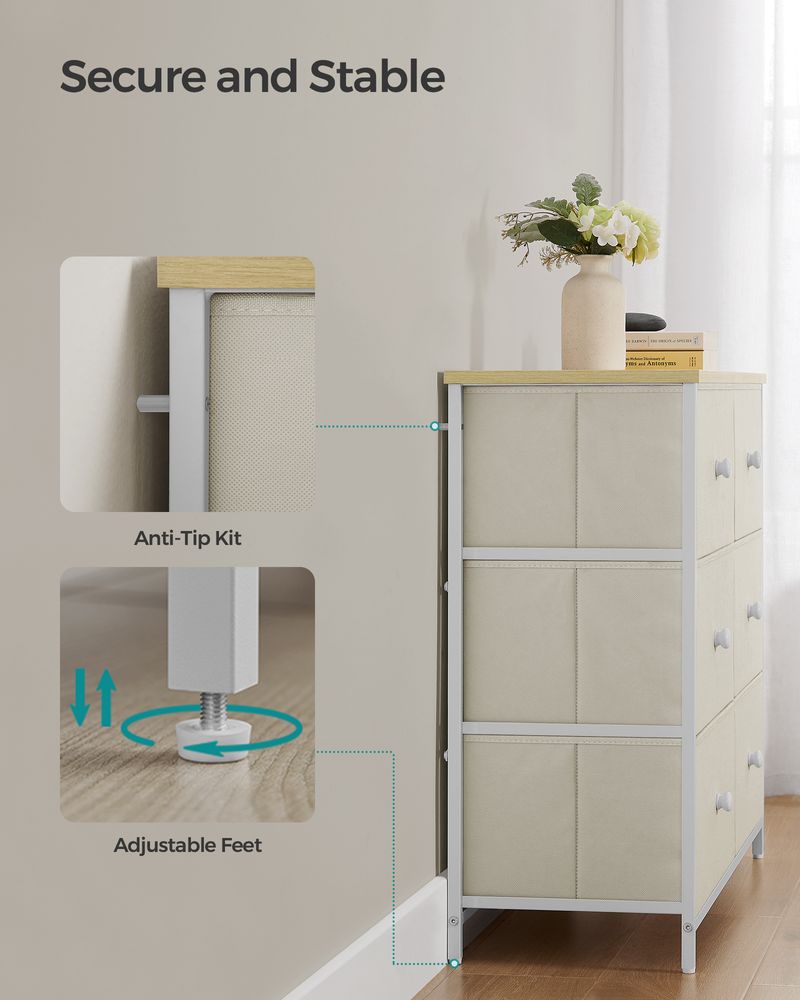SONGMICS Closet Fabric Dresser with Metal Frame 