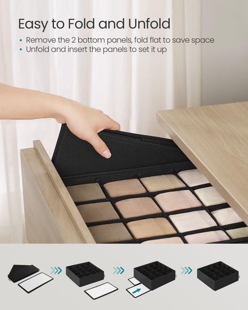 SONGMICS Set of 4 Closet Organizers for Underwear, 80 Cells 