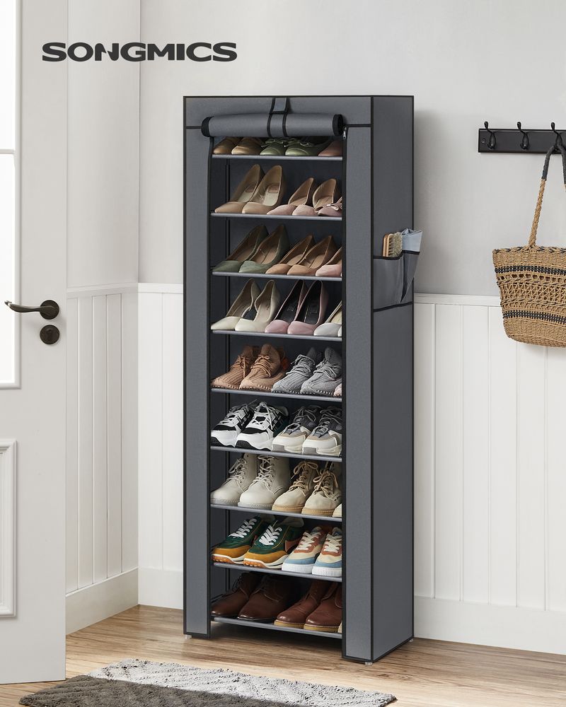 SONGMICS 9 Tier Shoe Rack with Nonwoven Fabric Cover 