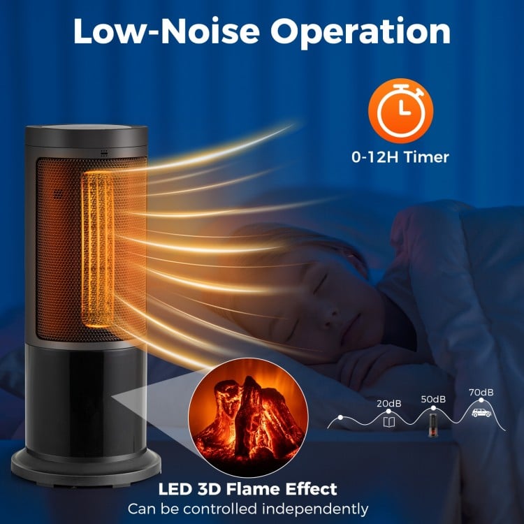 17 Inch 1500W Portable Tower Space Heater with 135° Oscillation-Black