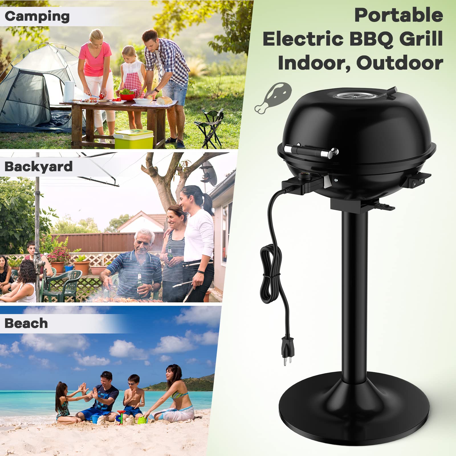 Giantex Electric BBQ Grill - 1600 Watts Portable Standing Grill