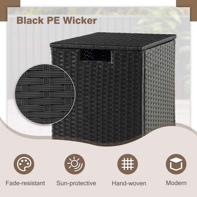 2-in-1 Patio Rattan Gas Propane Tank Cover for 20 lbs Propane Tanks-Black