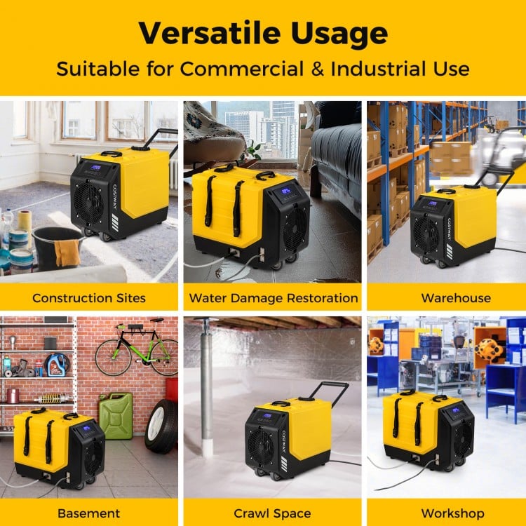 190 PPD Commercial Dehumidifier with Pump and 2 Wheels