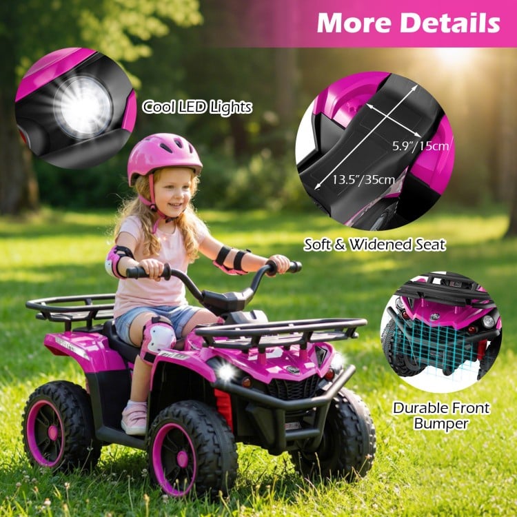 24V Electric Ride On Quad with LED Headlights-Pink