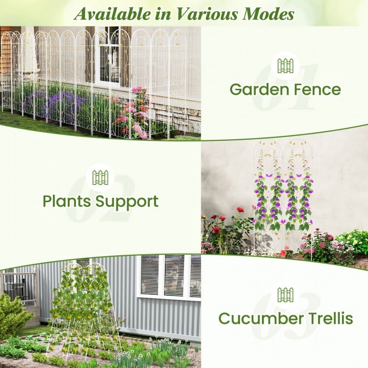 2 Pack 86.5 x 20 Inches Metal Garden Trellis for Climbing Plants-White
