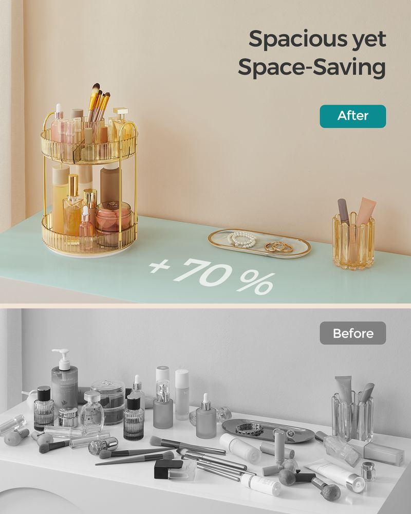 SONGMICS Round Rotating Skincare Organizer Countertop 