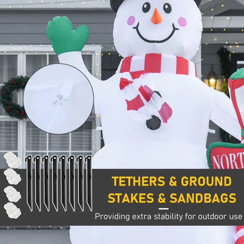 HOMCOM 7.9FT Inflatable Christmas Snowman Decoration, LED Lighted Blow Up for Indoor & Outdoor Holiday Yard Display 