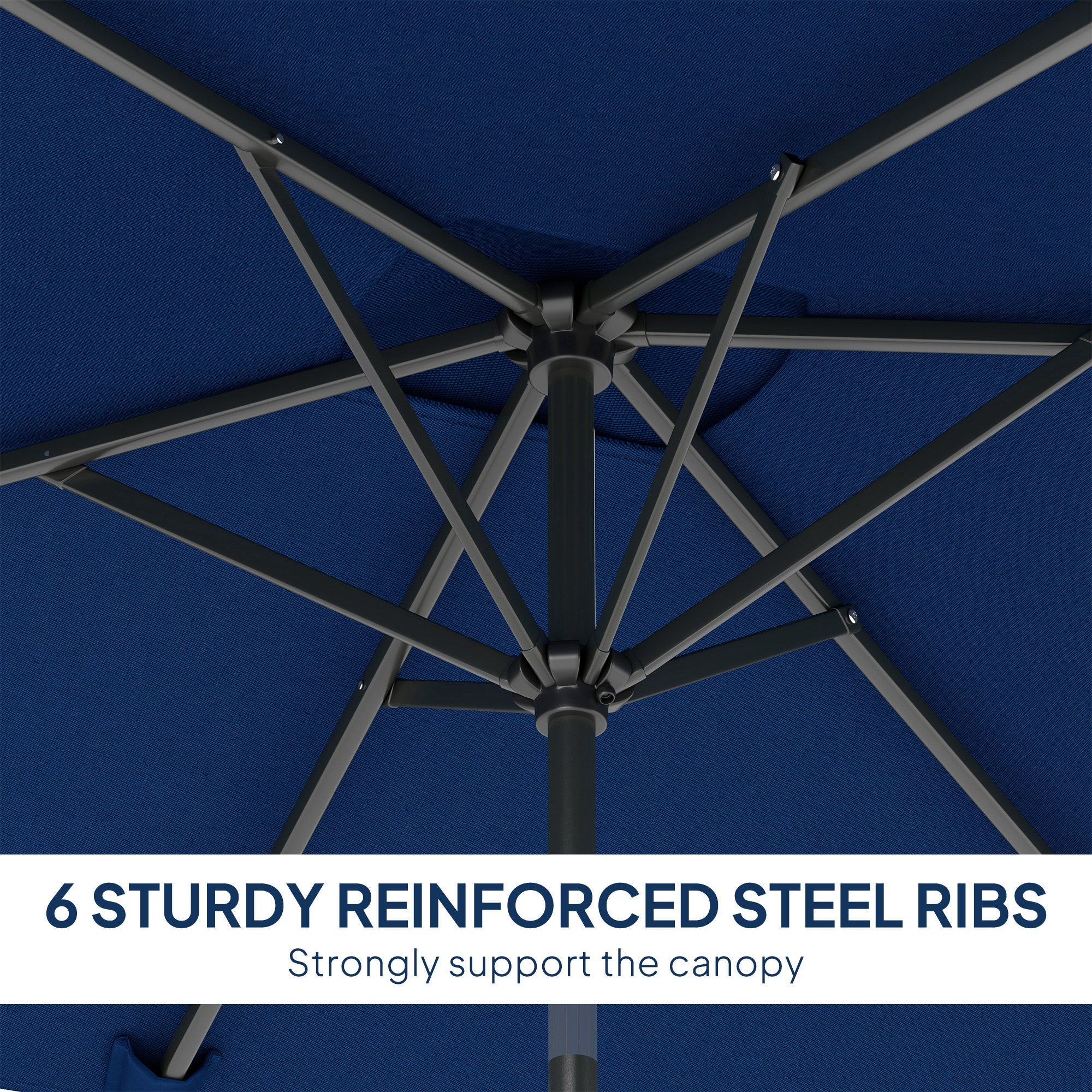 Outsunny 6.5x9.6ft Rectangle Aluminum Tilt Patio Umbrella, Garden Market Parasol, Outdoor Sunshade Canopy with Crank, Navy Blue 