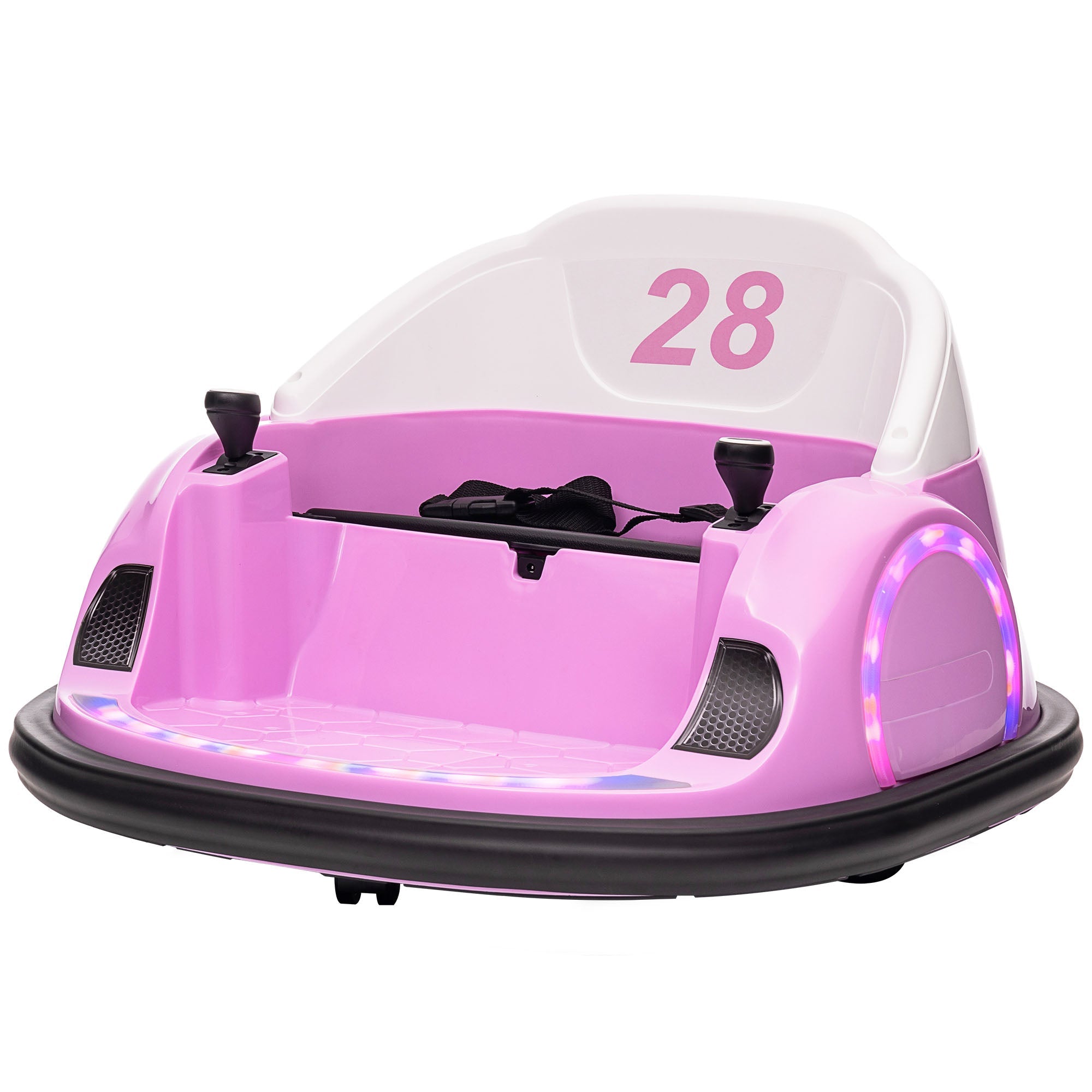 Qaba 12V Bumper Car for Toddlers, Ride On Car with 360 Degree Remote Control, Lights Music Horn, for 1.5-5 Years, Pink 