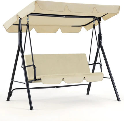 AECOJOY 3-Seat Outdoor Patio Swing Chair – Heavy-Duty Canopy Swing Bench for Backyard, Porch & Garden