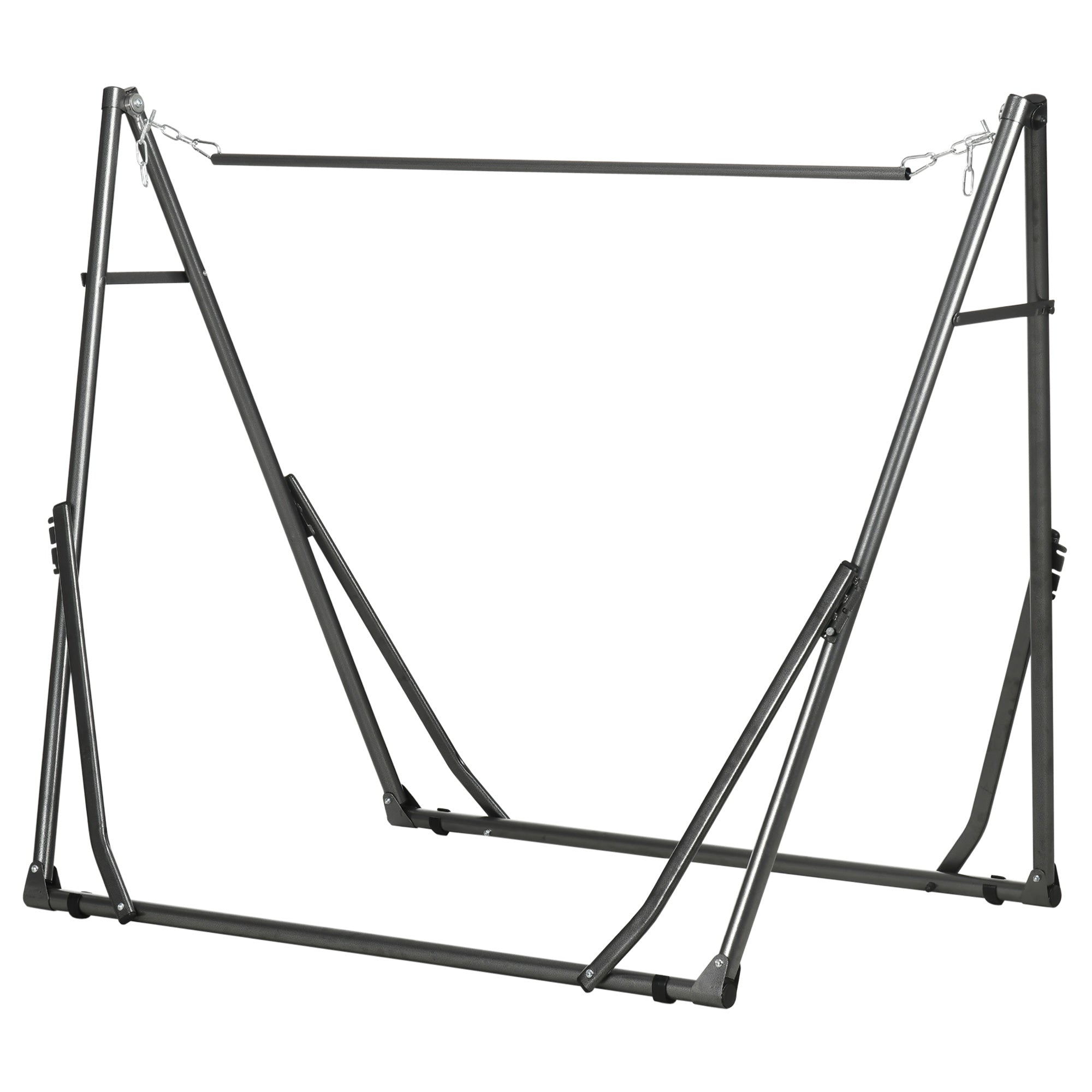 Outsunny Portable Hammock Stand 2 in 1 Net Stand Clothes Drying Rack for Patio Garden Yard Black 