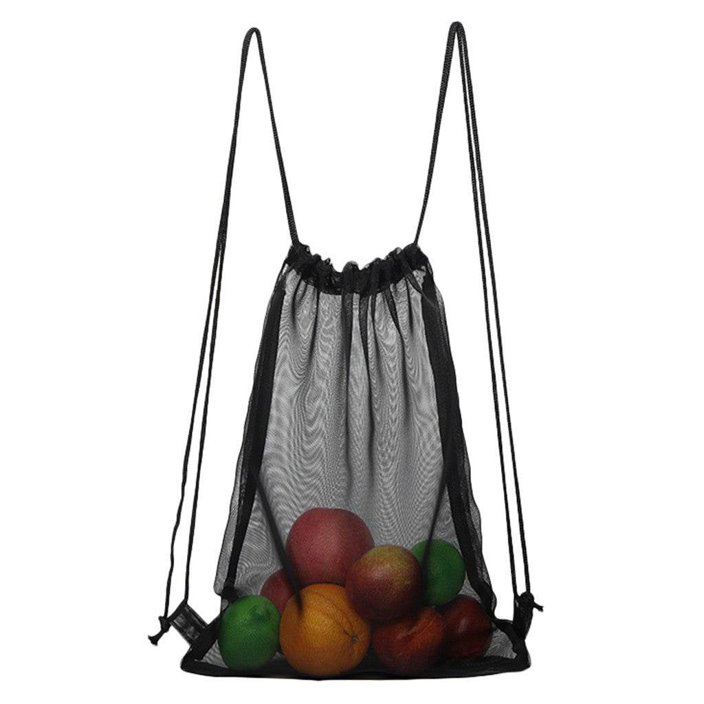 Reusable Shopping Bags Mesh Drawstring Transparent Handbag 