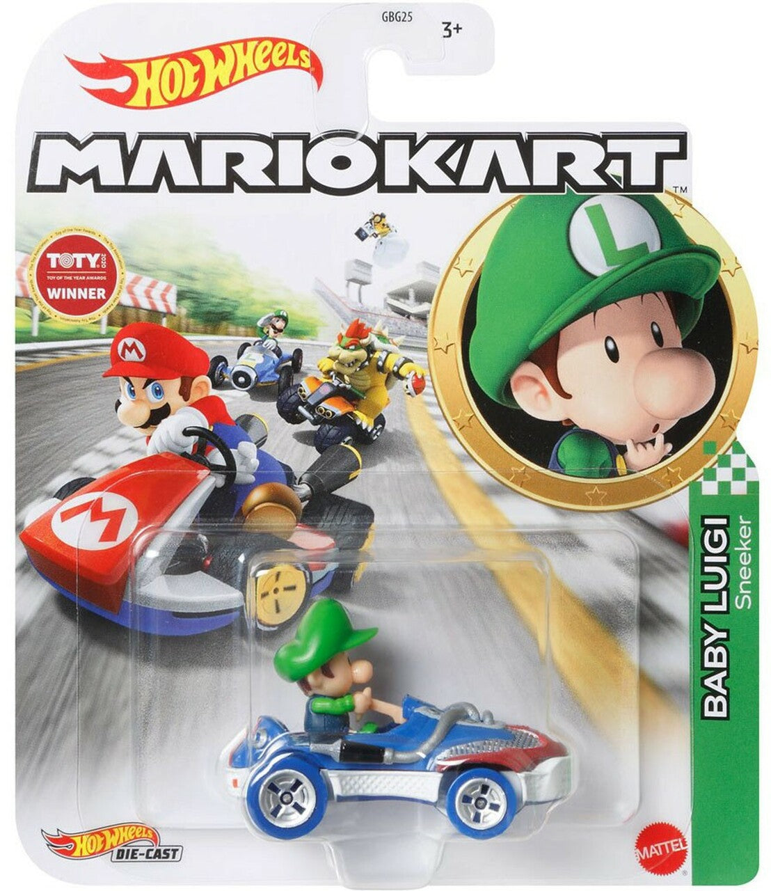 Hot Wheels Die-Cast 1/64 Mario Kart - Baby Luigi Sneeker 