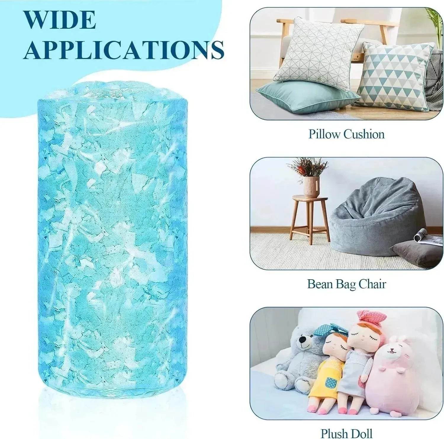 5lbs Bean Bag Filler, Shredded Memory Foam Filling For Bean Bag Chair, Dog Beds, Cushions Pillows, Added Gel Particles 