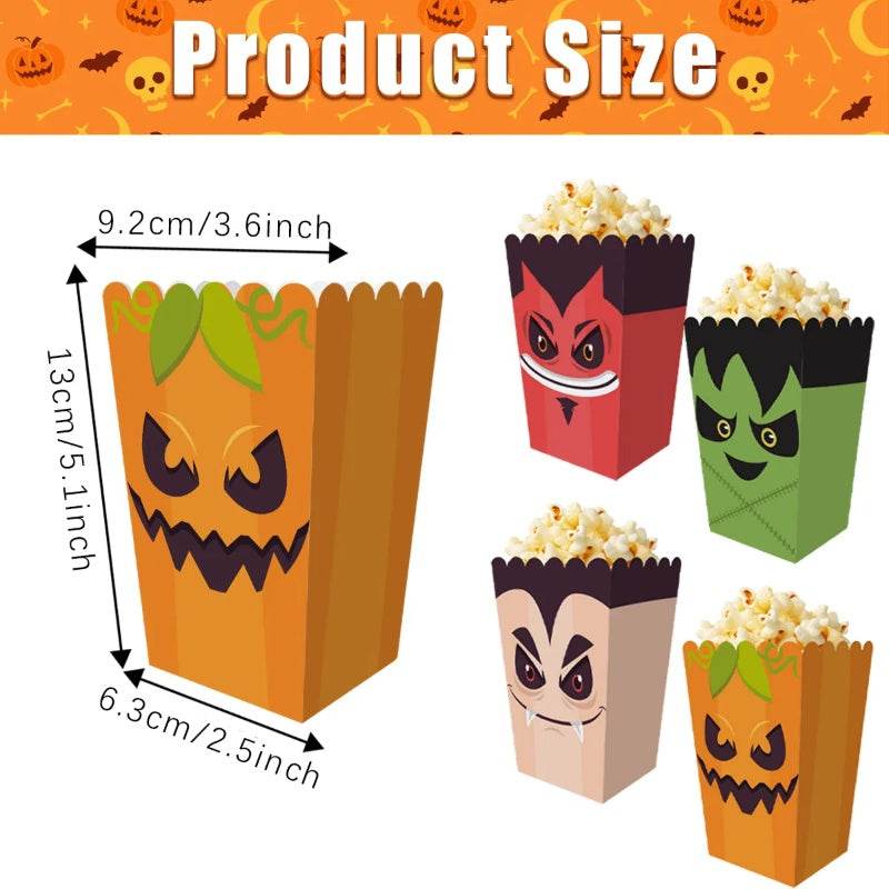 12 Pieces Halloween Popcorn Box Halloween Party Favor Snack Treat Boxes Candy Cookie Container Decorations Gifts For Popcorn Sales Halloween Party Favor Supplies 