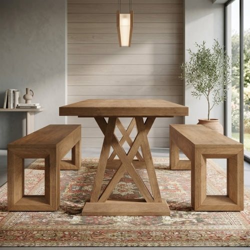Dining Bench 47" Farmhouse Kitchen Dinner Bench Seat Rustic Wood