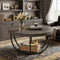 Coffee Table Round 2-Tier Central Cocktail Table with Shelves Engineered Wood Top Metal Frame Wood Grain Finish