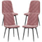HOMCOM Dining Chairs Set of 4, Upholstered Dining Room Chairs with Steel Legs, Modern Kitchen Chair for Dining Room, Pink