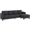 L Shaped Couch, L Shape Sofa with Chaise Lounge and Spring Cushion for Living Room, Bedroom, Charcoal Grey