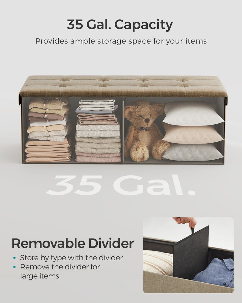 SONGMICS MAZIE Collection 43'' Folding Storage Ottoman Bench 