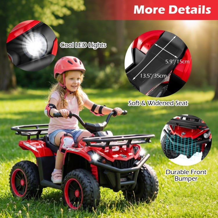 24V Electric Ride On Quad with LED Headlights-Red
