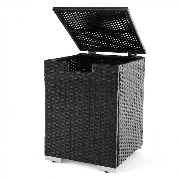 2-in-1 Patio Rattan Gas Propane Tank Cover for 20 lbs Propane Tanks-Black