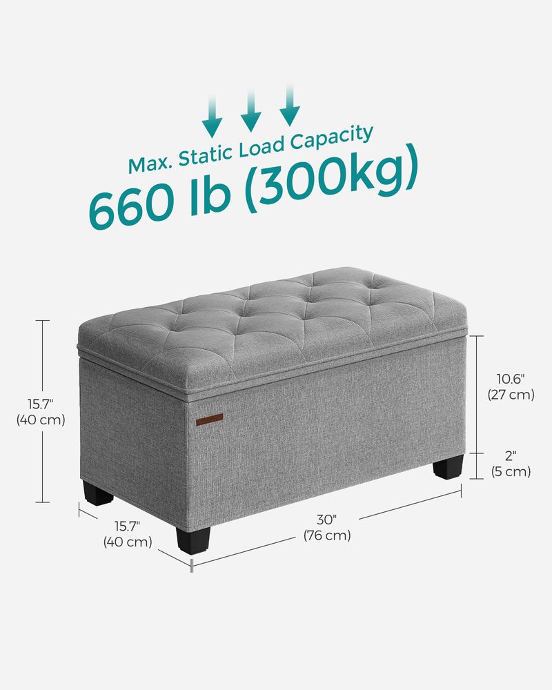 SONGMICS Storage Ottoman Bench with Legs, Load up to 660 lb 