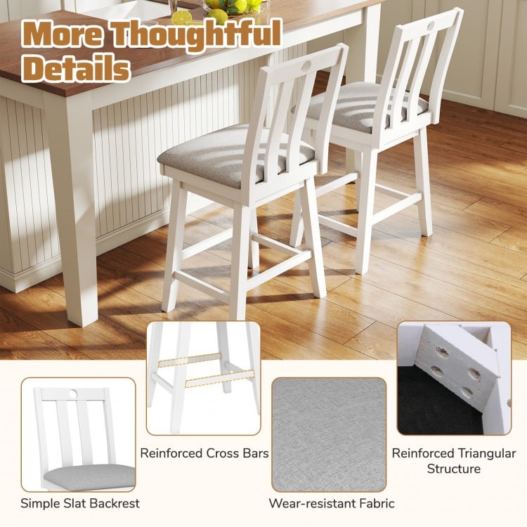 25 Inch Modern Bar Stools Set of 2 with Upholstered and 360° Rotation Seat-White