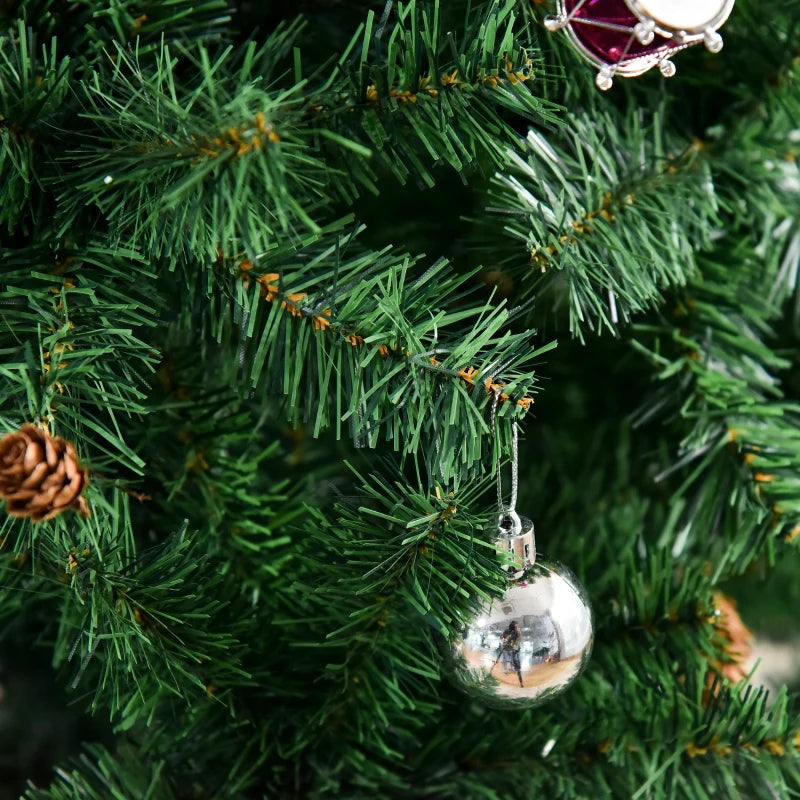 HOMCOM Green Artificial Christmas Tree with Ornaments, Holiday Xmas Decoration for Home, Office & Party 
