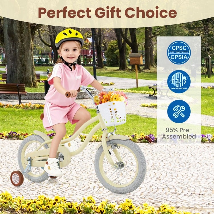 14/16/18 Inch Kids Bike Adjustable with Training Wheels Ages 3-8 Years Olds-16 inches
