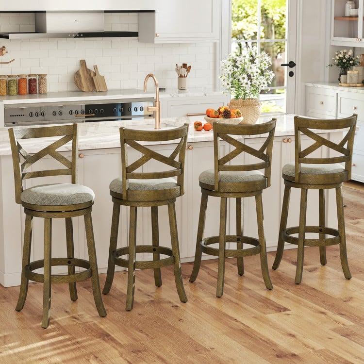 25/30 Inch Swivel Bar Stools Set of 2 with Backrests and Wood Frame-30 inches