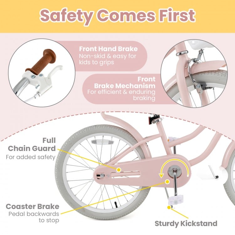 20 Inch Kids Bike with Kickstand for Boys Girls