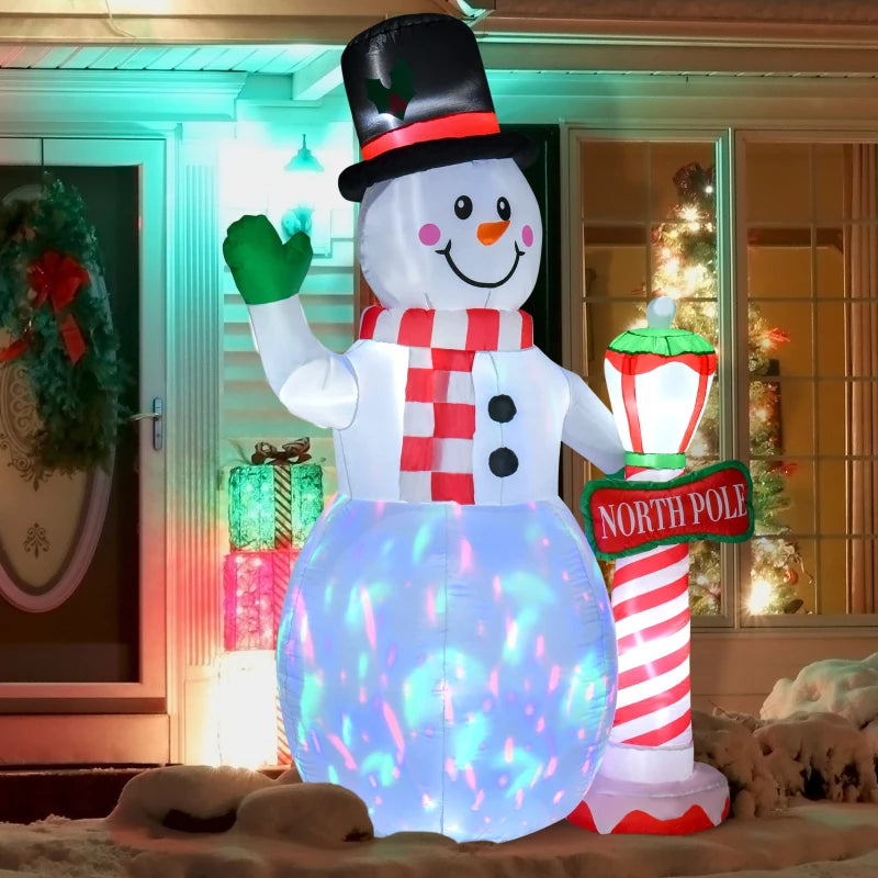 HOMCOM 7.9FT Inflatable Christmas Snowman Decoration, LED Lighted Blow Up for Indoor & Outdoor Holiday Yard Display 
