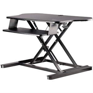 Corner Sit Stand Desk Converter with Keyboard Tray, Large Surface 35"x21" , Height Adjustable Ergonomic Tabletop Standing Desk 