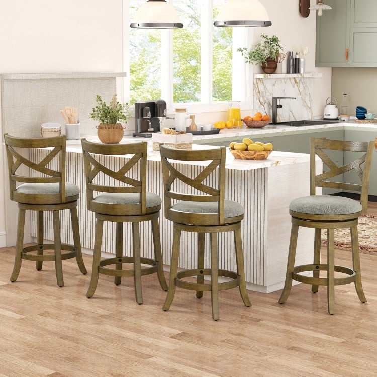 25/30 Inch Swivel Bar Stools Set of 2 with Backrests and Wood Frame-25 inches