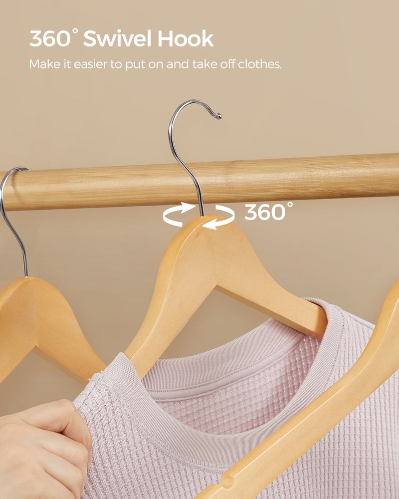 SONGMICS 20-Pack Wood Coat Hangers with Shoulder Notches 