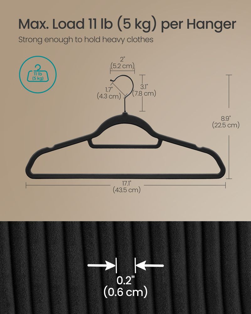 SONGMICS Clothes Hanger with Rose Gold Swivel Hook 