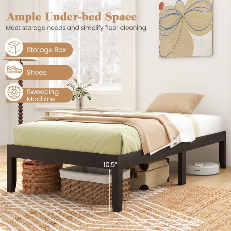 14 Inch Twin Wood Platform Bed Frame with Wooden Slats Support-Espresso