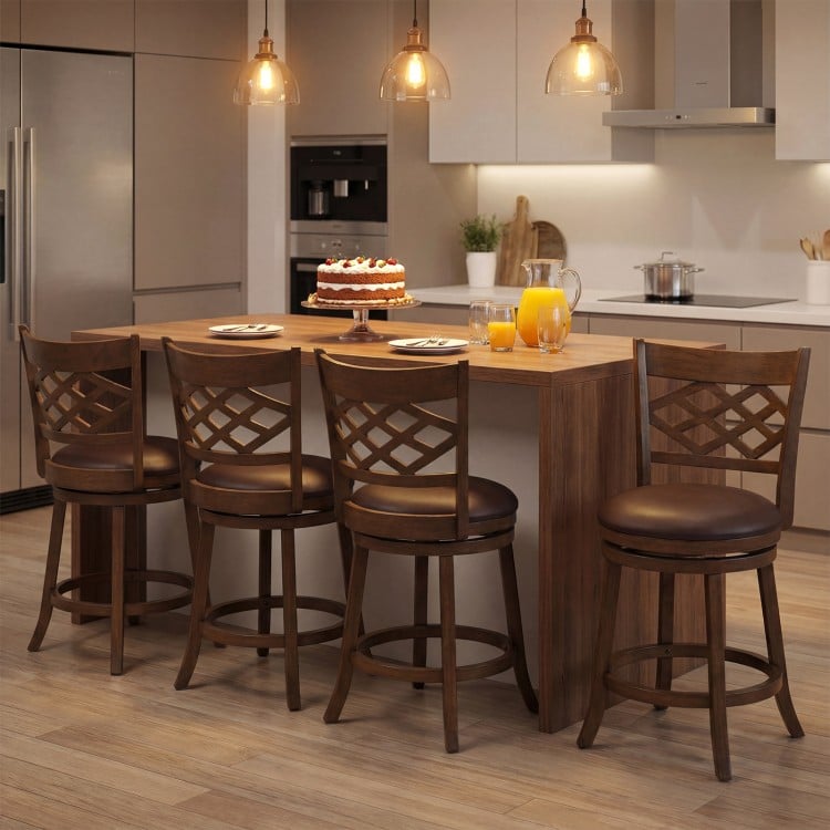 26 Inch Counter Height Bar Stools Set of 2 with Rubber Wood Frame-26 Inch