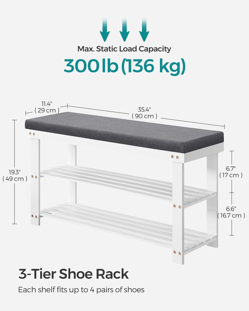 SONGMICS Bamboo Shoe Bench 