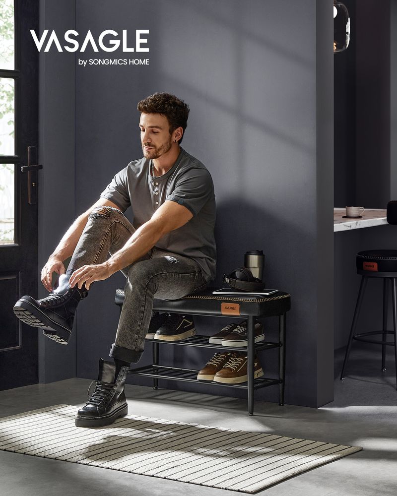 VASAGLE EKHO Collection - Shoe Bench with Metal Shelves 