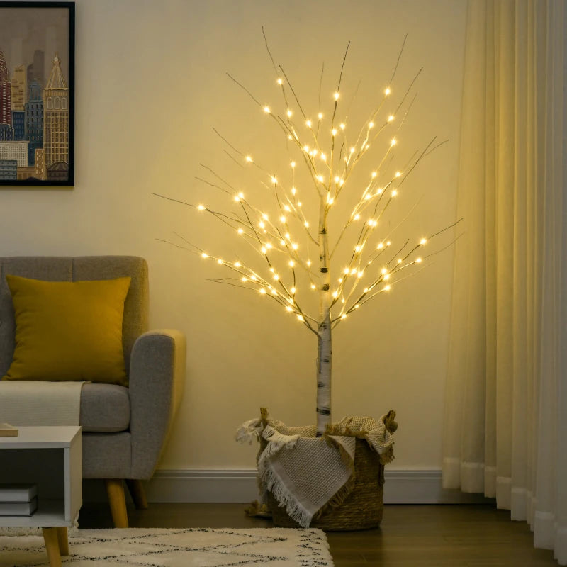 Outsunny Garden Birch Tree Light with 58 Warm LED Lights and 8 Modes, DIY Artificial Lamp for Indoor & Outdoor Parties 