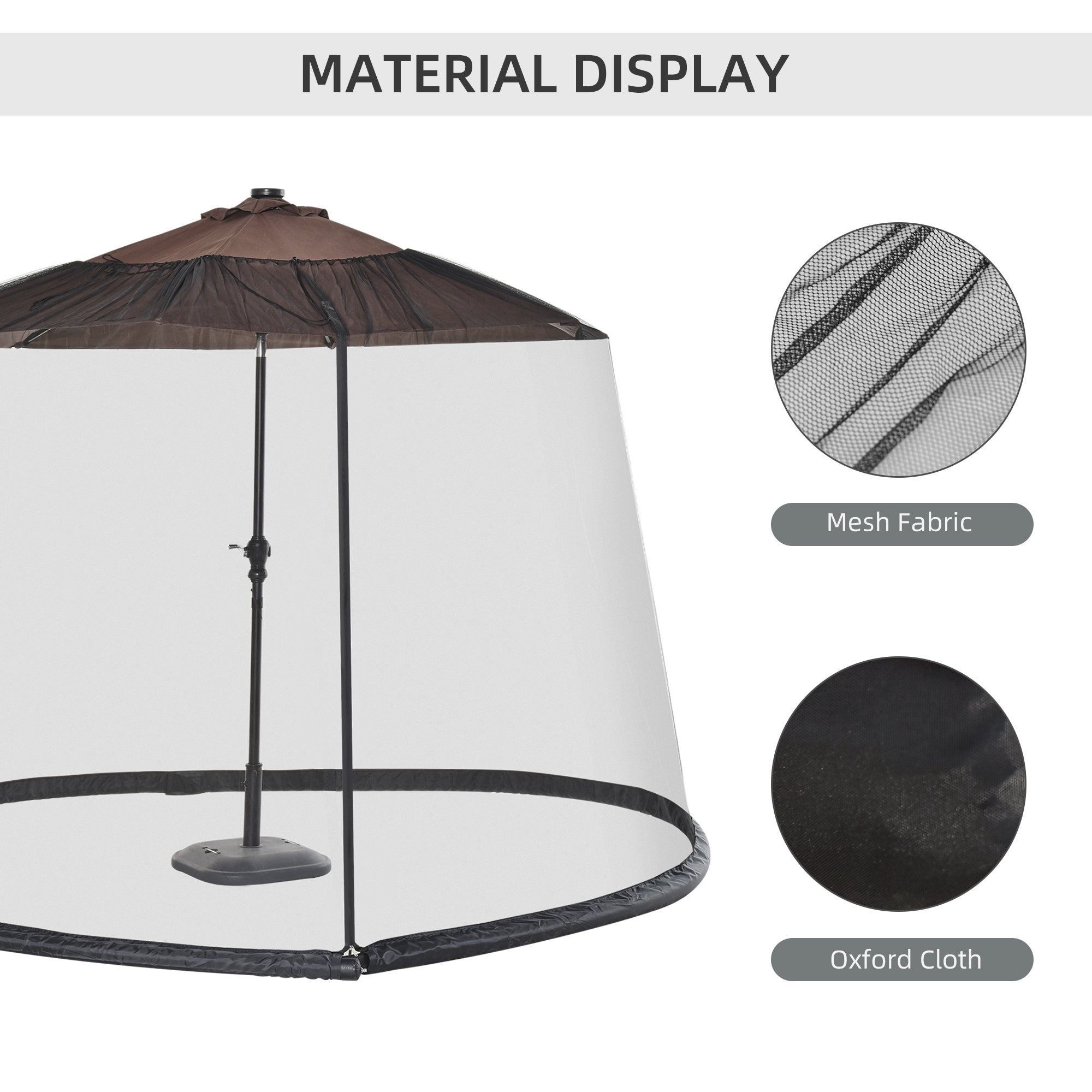 Outsunny 7.5ft Patio Umbrella Screen, Mosquito Net with Door, Easy Setup, for Outdoor Dining - Black 