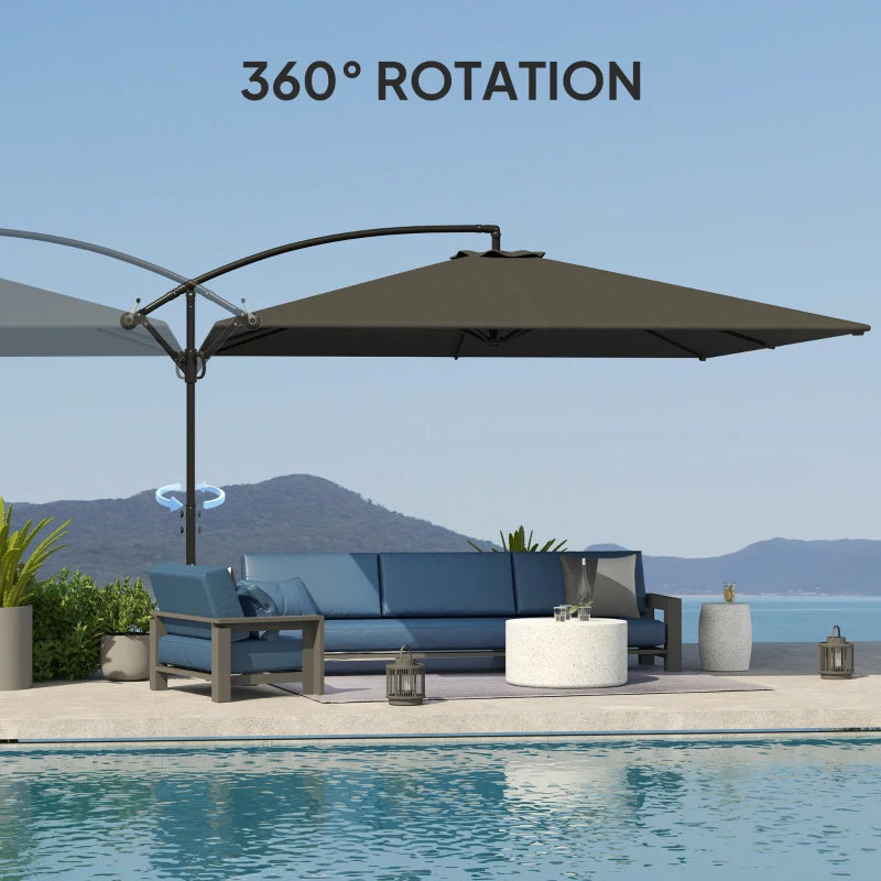 Rectangular Cantilever Parasol 111" x 150.4", Outdoor Garden Umbrella with Adjustable Tilt, UV Protection UPF50+, Grey