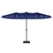 Double-sided Patio Umbrella with Base Included & 48 LED Lights 15ft Dark Blue