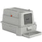 80L XL Stainless Steel Cat Litter Box for Big Cats with Flip Cover, Pull-Out Drawer Tray, High Sided, Pedal, Light Grey