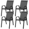 Four-Piece Stacking Rattan Outdoor Dining Chairs Set - Grey
