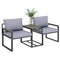 Outdoor Bistro Set, Patio Furniture Set with 2 Chairs and Side Table for Garden Balcony Poolside, Grey